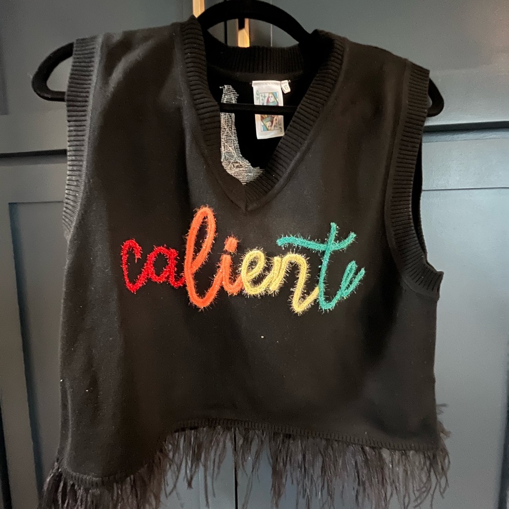 QOS Caliente Feather Sweater Tank - Cinco De Mayo
